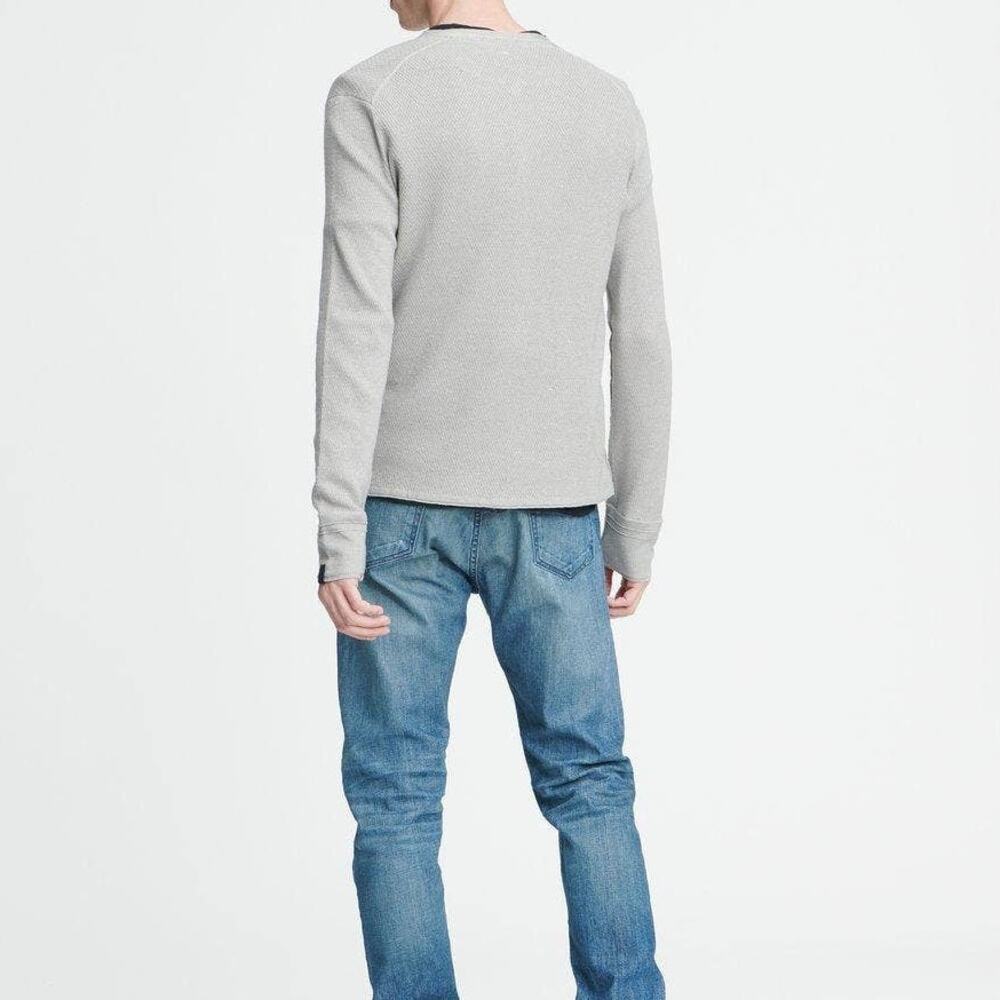 Rag & Bone Gray Davis Henley Size XL 3 button long sleeve thermal shirt  New - Picture 2 of 3